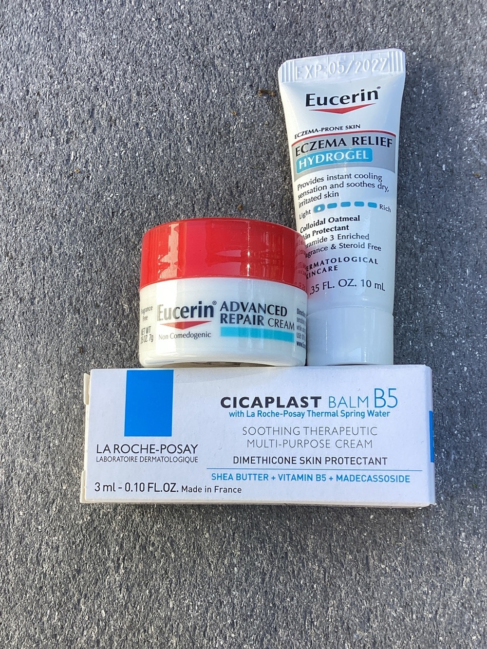 Bundle-Eucerin Repair Cream, Eucerin Eczema Hydrogel, La Roche Posay CicaplastB5